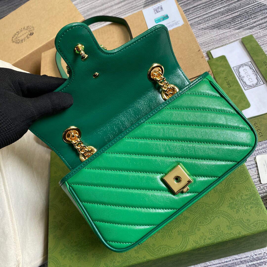 Gucci 446744 GG Marmont Mini Matelass¨¦ Shoulder Bag Green