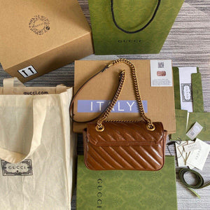 Gucci 446744 GG Marmont Matelass¨¦ Mini Bag Brown - luxibagsmall