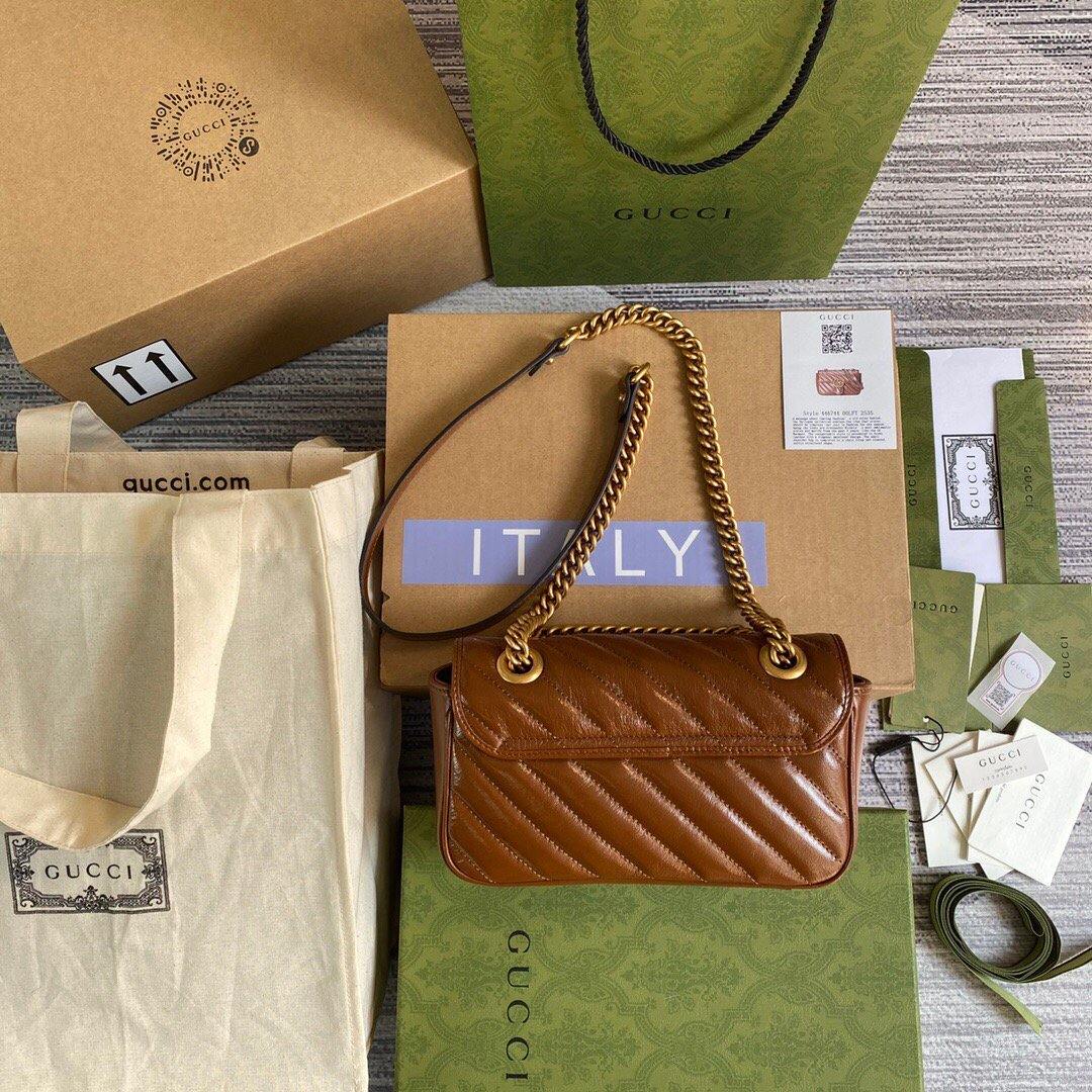 Gucci 446744 GG Marmont Matelass¨¦ Mini Bag Brown - luxibagsmall