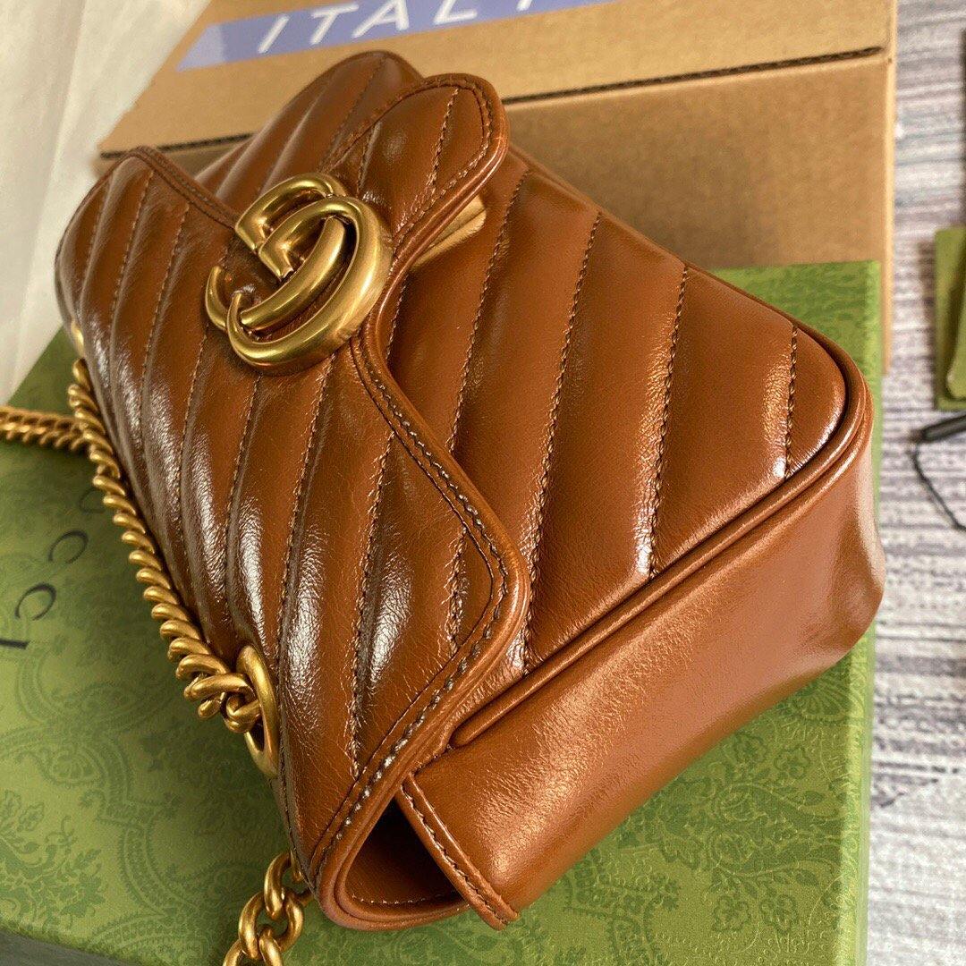 Gucci 446744 GG Marmont Matelass¨¦ Mini Bag Brown - luxibagsmall