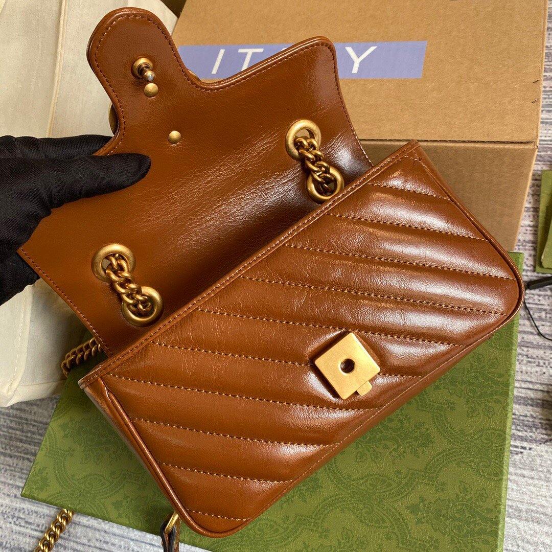 Gucci 446744 GG Marmont Matelass¨¦ Mini Bag Brown - luxibagsmall