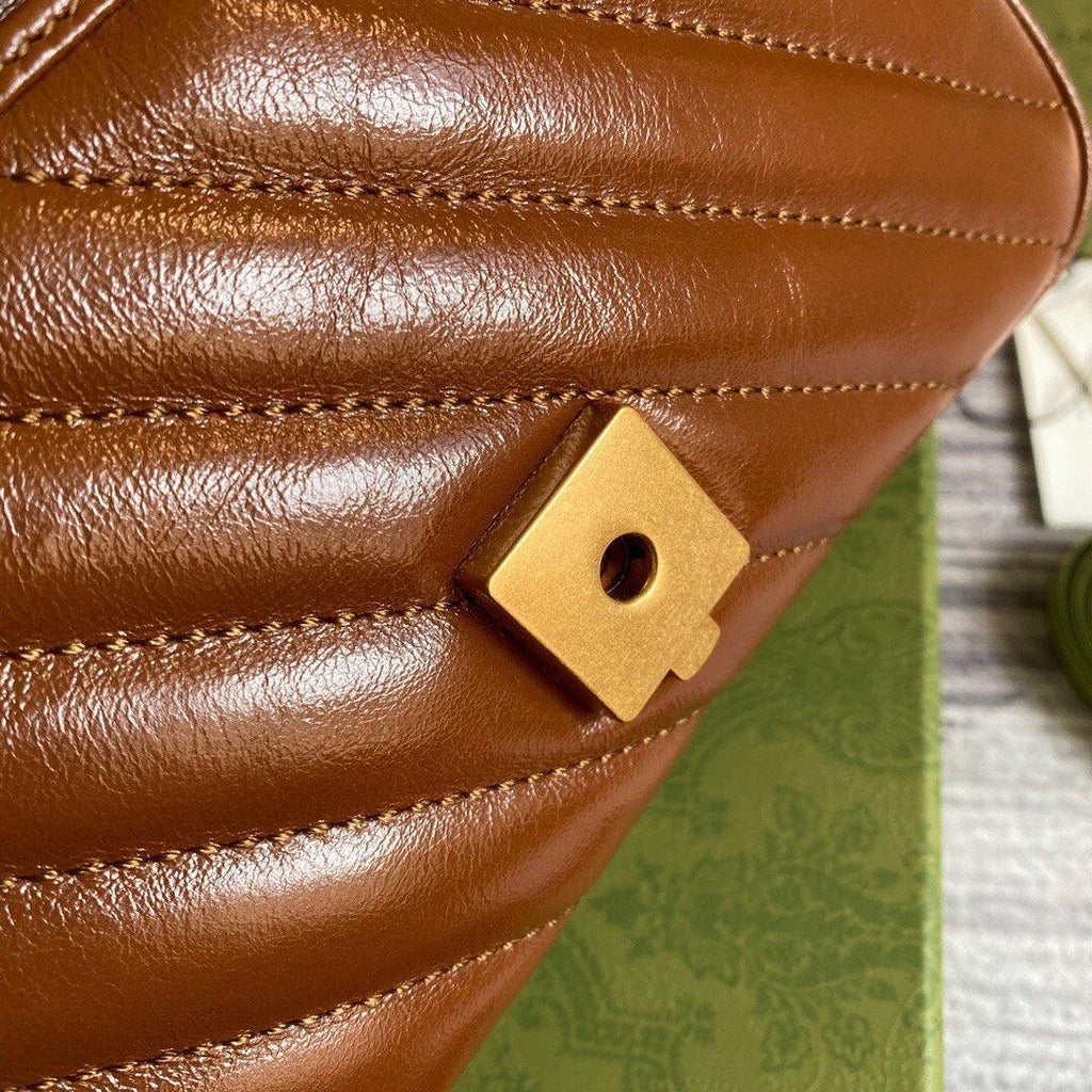 Gucci 446744 GG Marmont Matelass¨¦ Mini Bag Brown - luxibagsmall