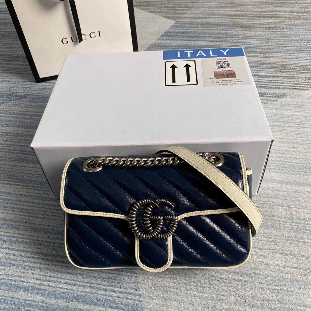 Gucci 446744 GG Marmont Matelass¨¦ Mini Bag Navy Blue - luxibagsmall