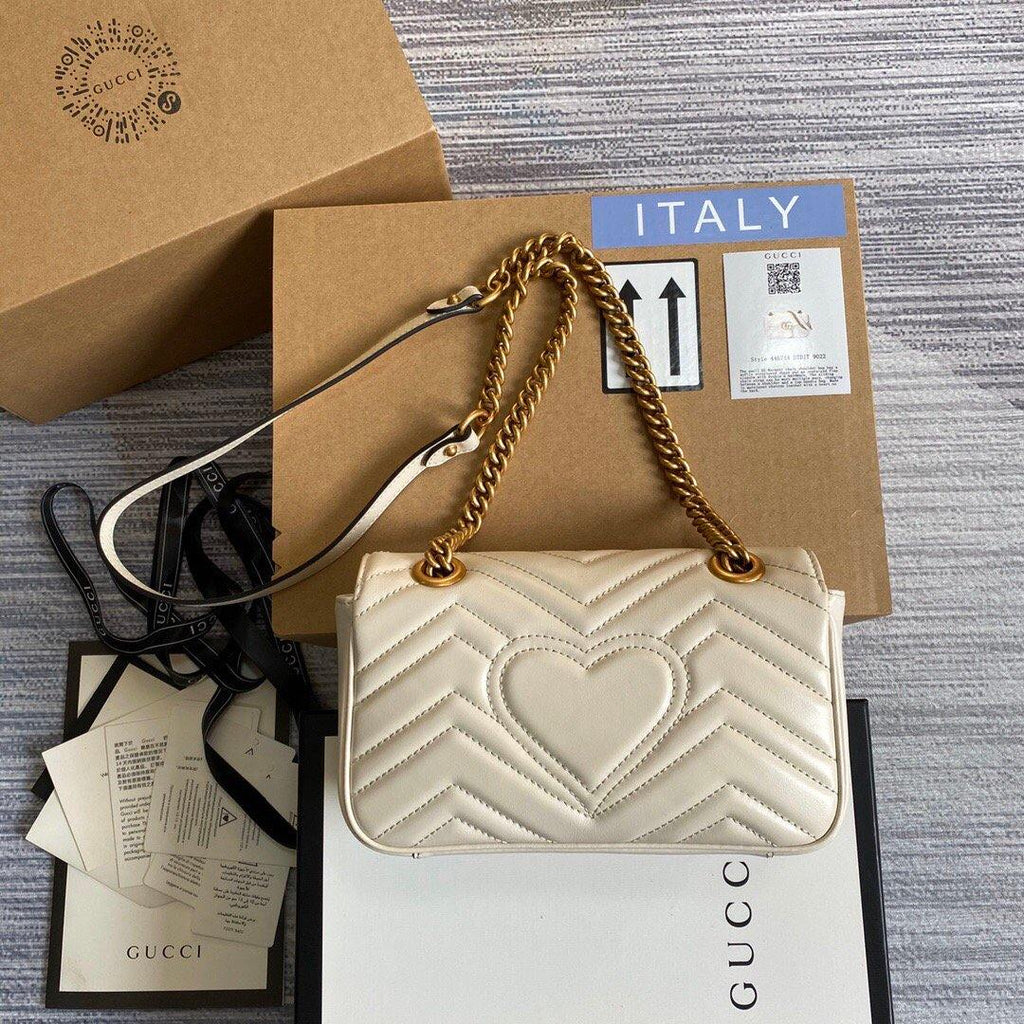 Gucci 446744 GG Marmont Matelass¨¦ Mini Bag White - luxibagsmall