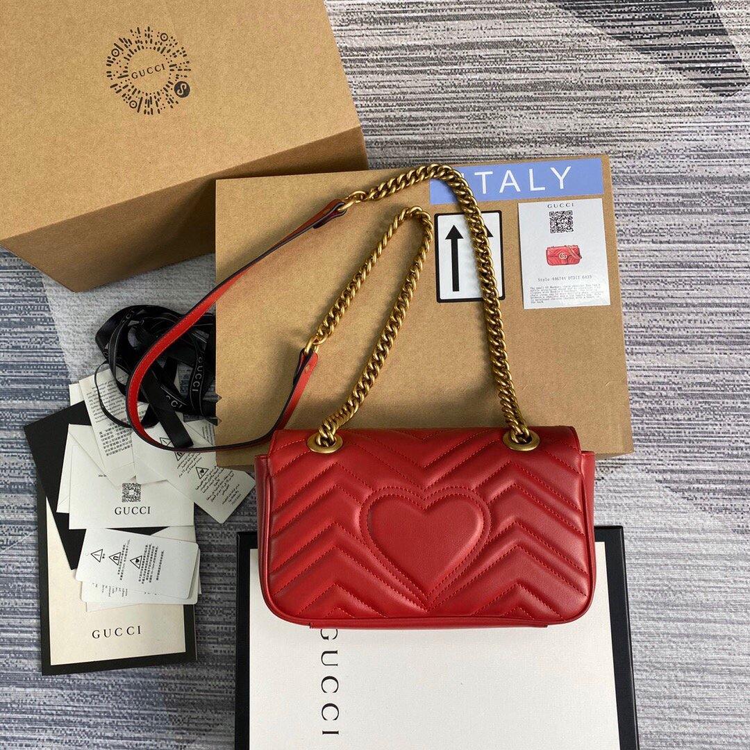 Gucci 446744 GG Marmont Matelass¨¦ Mini Bag Red - luxibagsmall