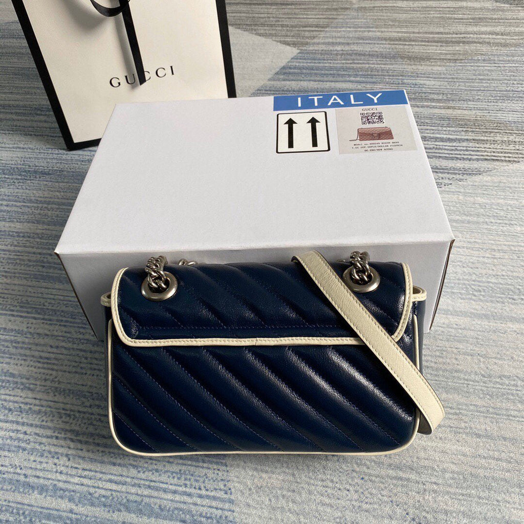 Gucci 446744 GG Marmont Matelass¨¦ Mini Bag Navy Blue - luxibagsmall