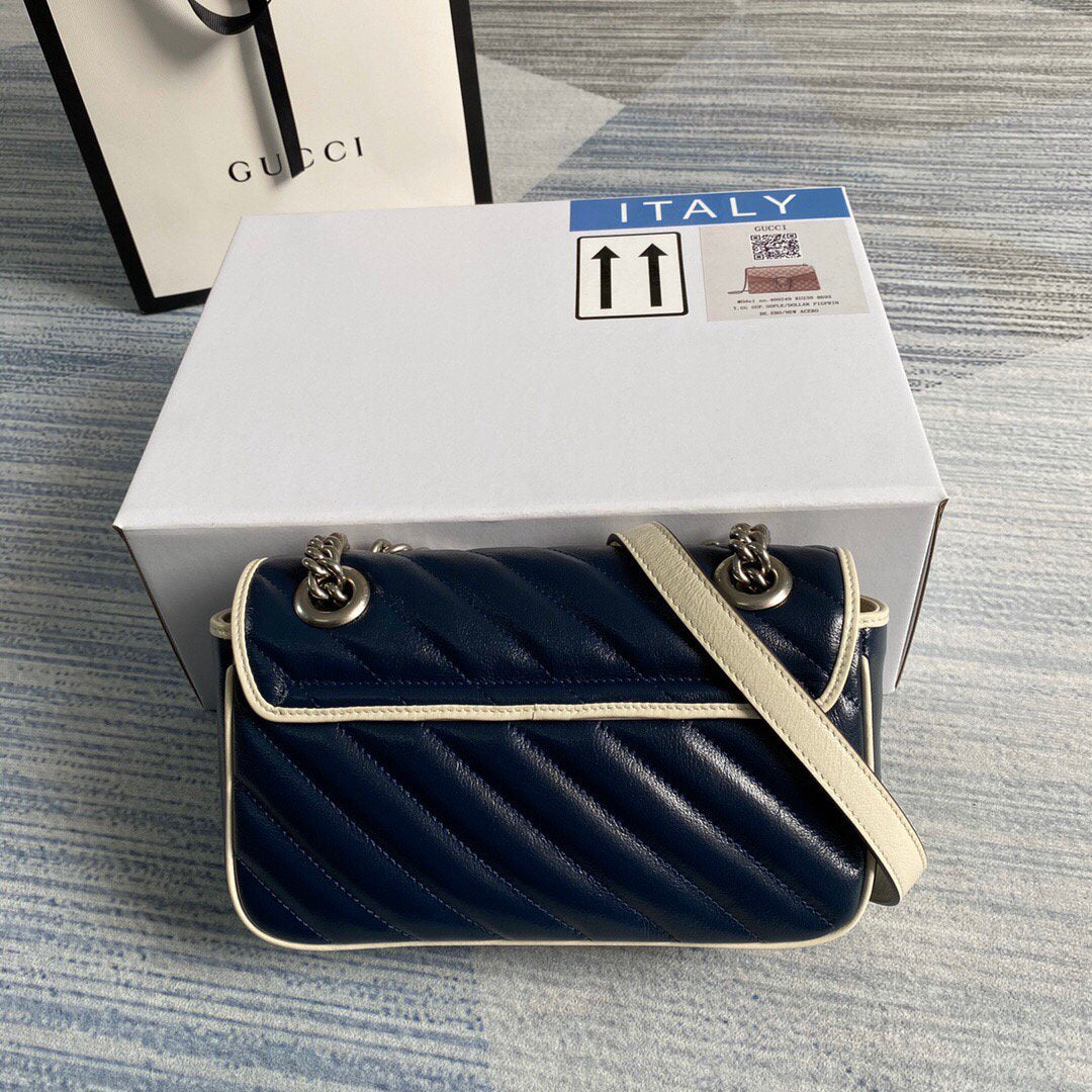 Gucci 446744 GG Marmont Matelass¨¦ Mini Bag Navy Blue - luxibagsmall