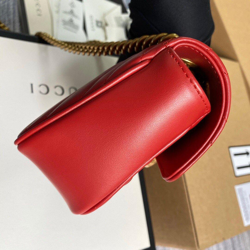 Gucci 446744 GG Marmont Matelass¨¦ Mini Bag Red - luxibagsmall
