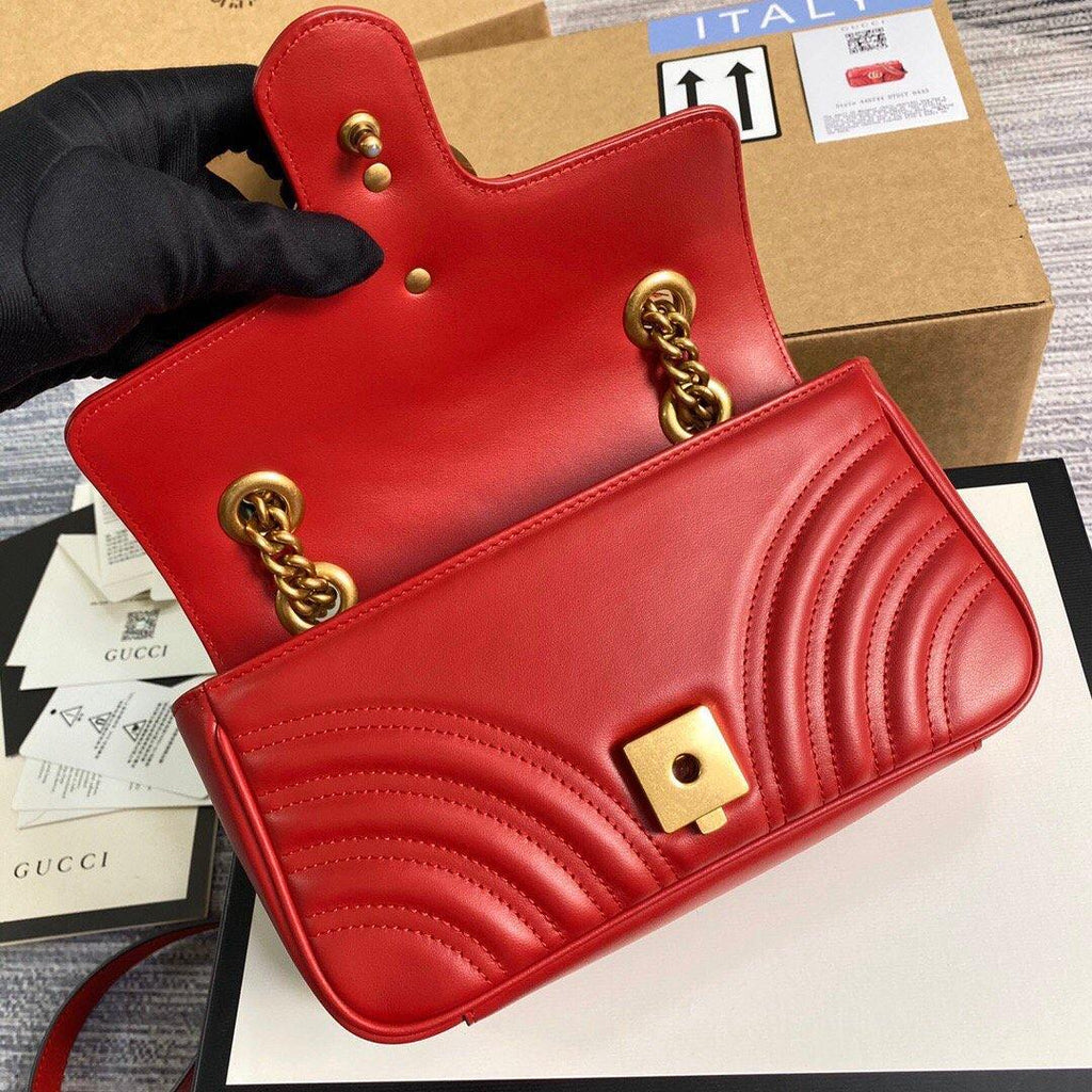 Gucci 446744 GG Marmont Matelass¨¦ Mini Bag Red - luxibagsmall