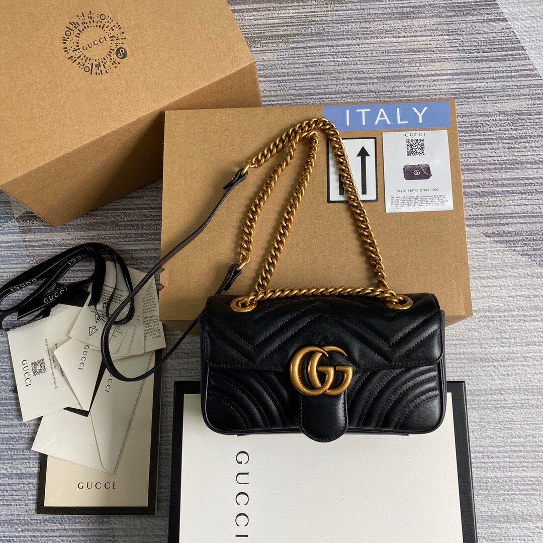 Gucci 446744 GG Marmont Matelass¨¦ Mini Bag Black - luxibagsmall