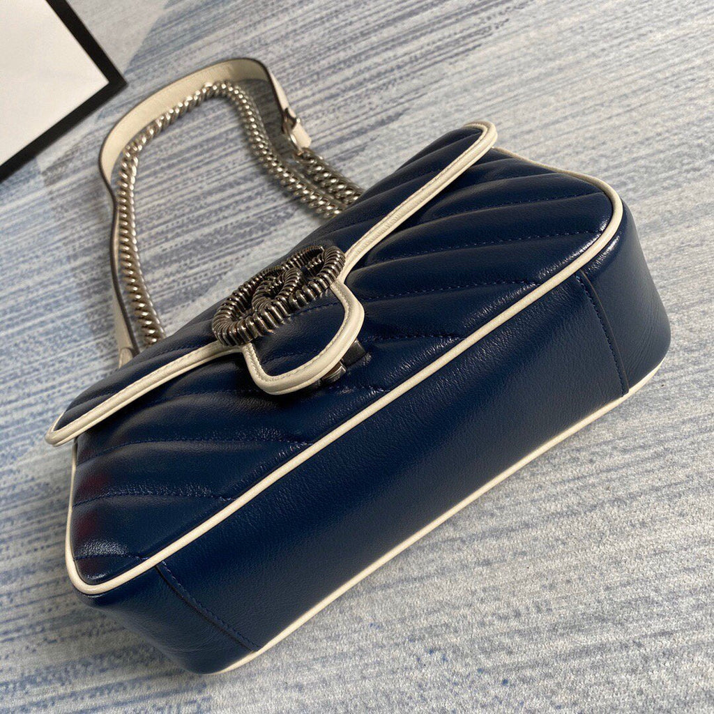 Gucci 446744 GG Marmont Matelass¨¦ Mini Bag Navy Blue - luxibagsmall