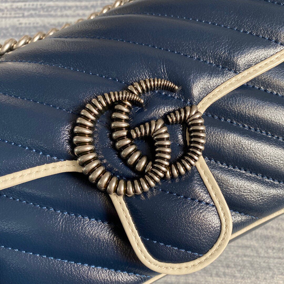 Gucci 446744 GG Marmont Matelass¨¦ Mini Bag Navy Blue - luxibagsmall