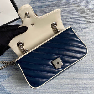 Gucci 446744 GG Marmont Matelass¨¦ Mini Bag Navy Blue - luxibagsmall