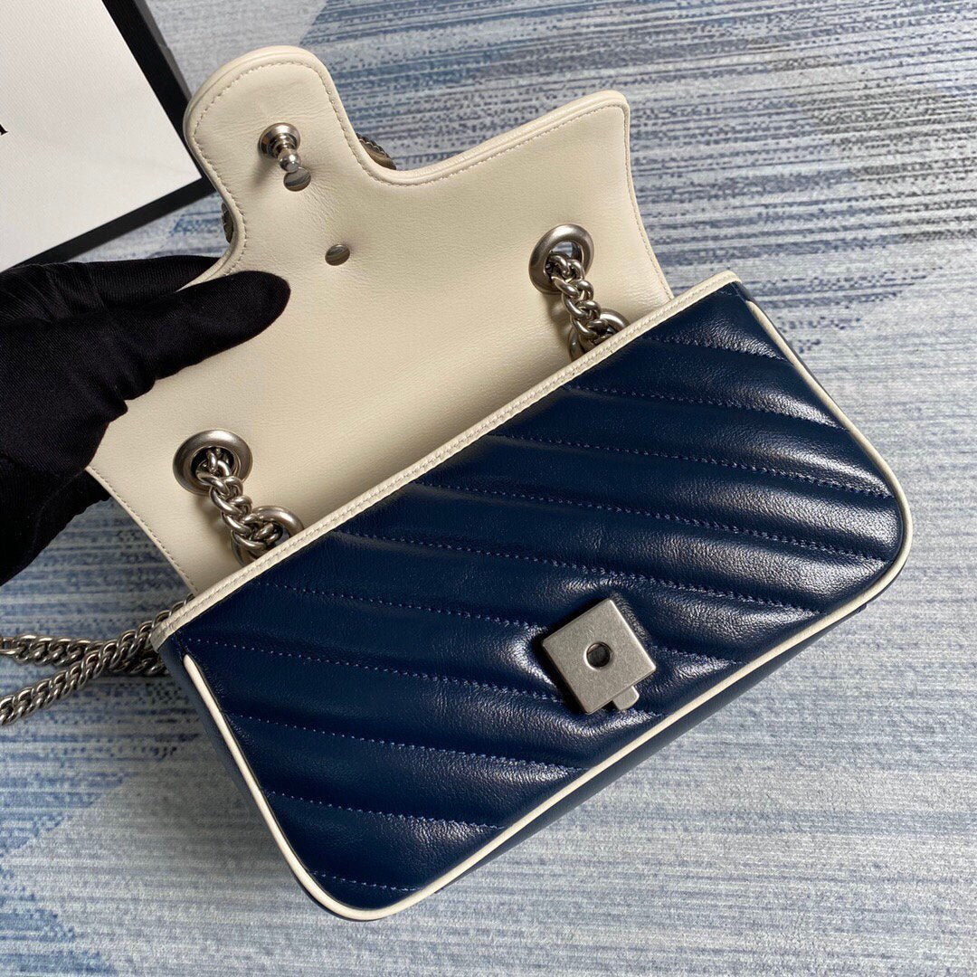 Gucci 446744 GG Marmont Matelass¨¦ Mini Bag Navy Blue - luxibagsmall