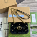 Gucci 446744 GG Marmont Mini Shoulder Bag Black Quilted Velvet - Default Title - View 1