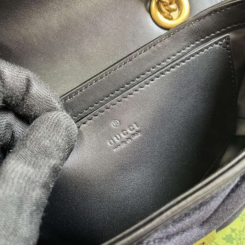 Gucci 446744 GG Marmont Mini Shoulder Bag Black Quilted Velvet - Default Title - View 9