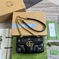 Gucci 446744 GG Marmont Mini Shoulder Bag Double G Studs Black - Default Title - View 1