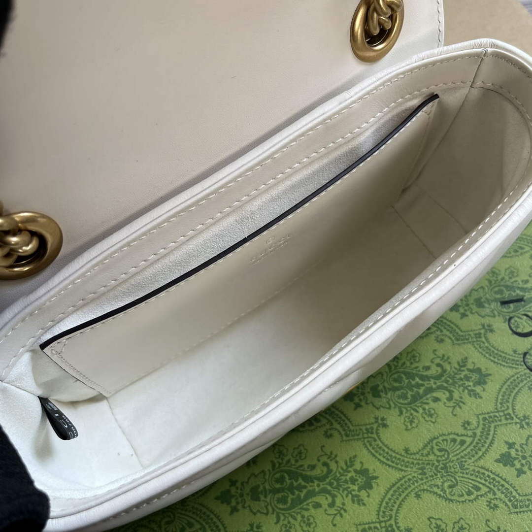Gucci 446744 GG Marmont Mini Shoulder Bag Double G Studs White - Default Title - View 8