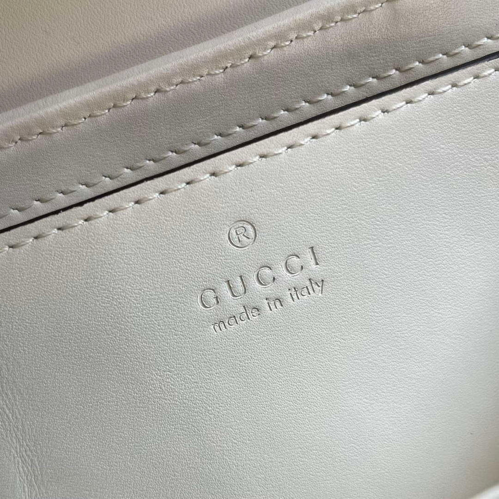 Gucci 446744 GG Marmont Mini Shoulder Bag Double G Studs White