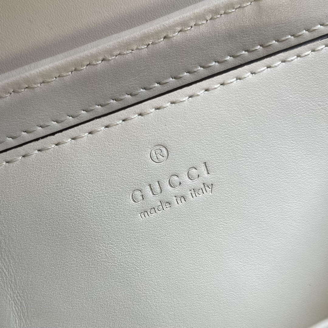 Gucci 446744 GG Marmont Mini Shoulder Bag Double G Studs White