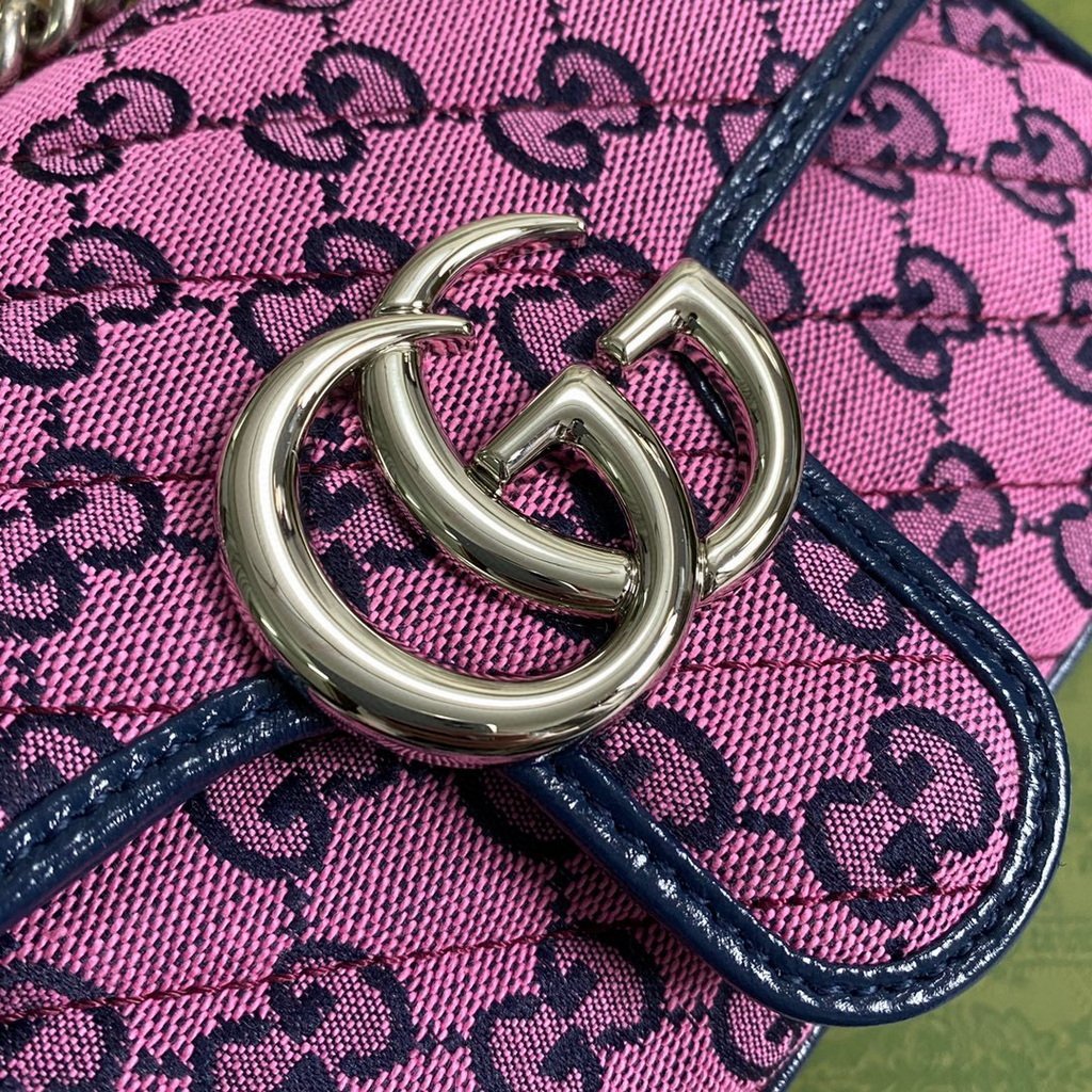 Gucci 446744 GG Marmont Multicolor Mini Shoulder Bag Purple
