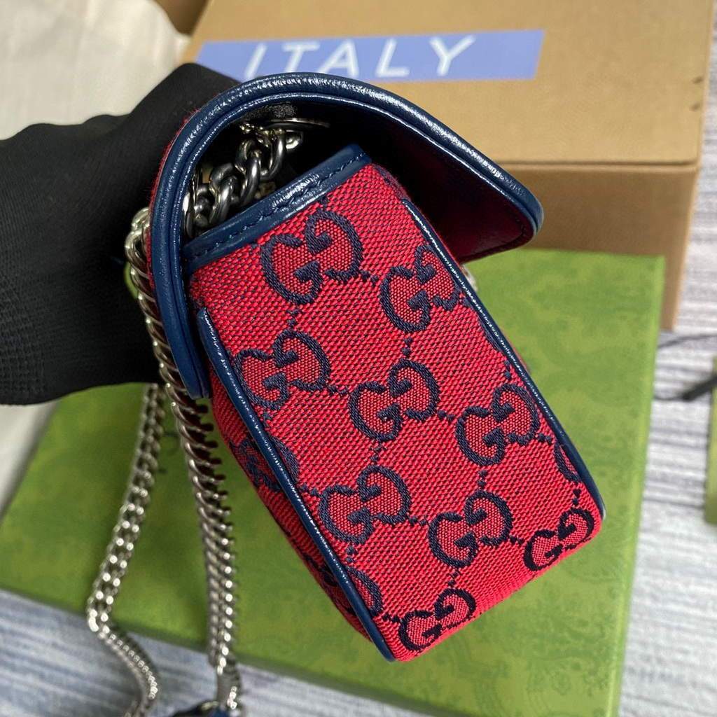 Gucci 446744 GG Marmont Multicolor mini shoulder bag Red