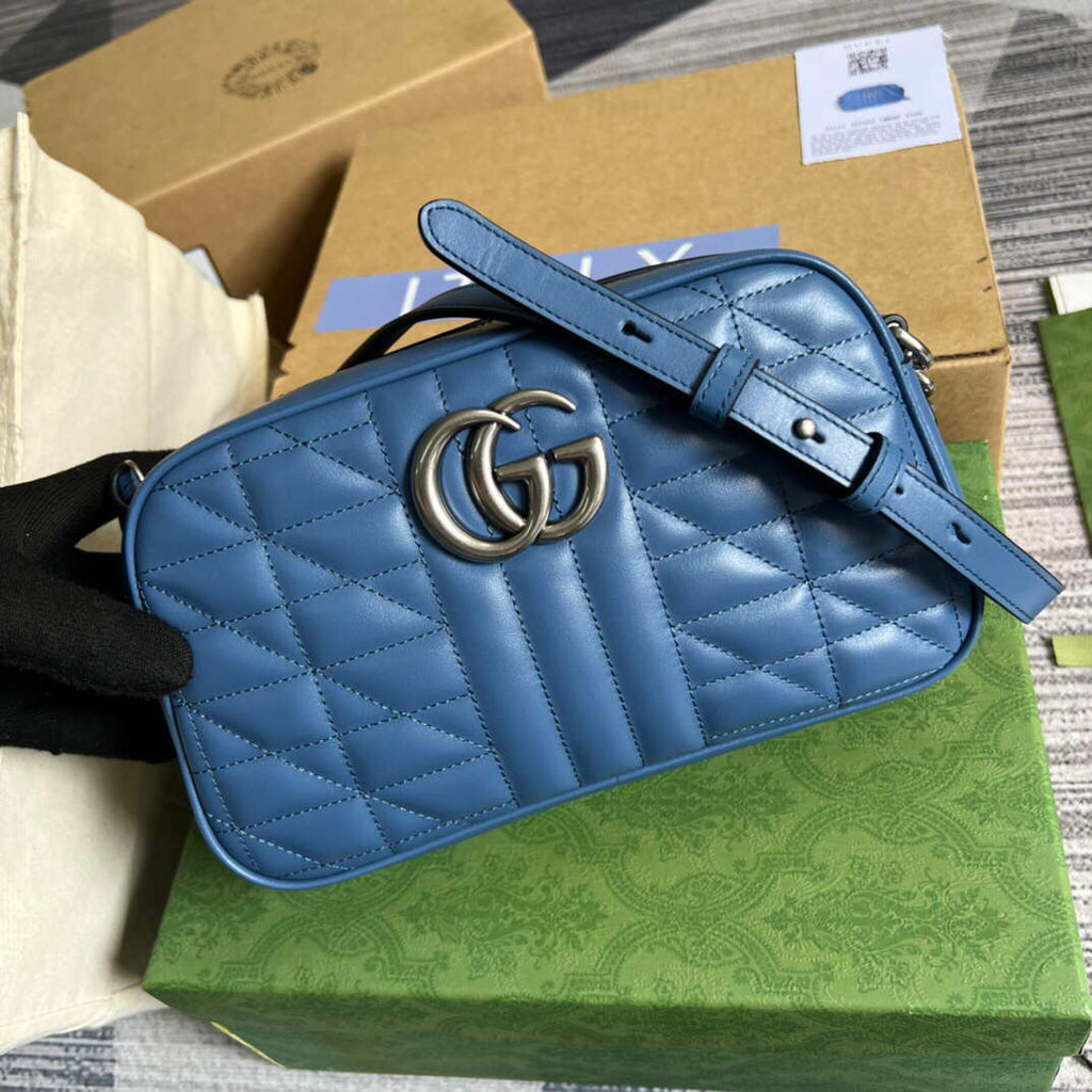Gucci 447632 GG Marmont Matelass¨¦ Shoulder Bag Blue