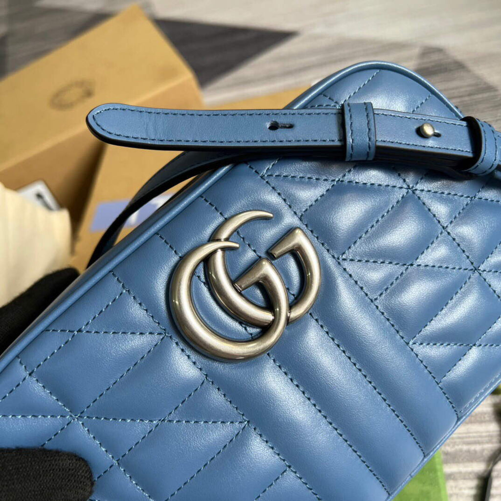 Gucci 447632 GG Marmont Matelass¨¦ Shoulder Bag Blue