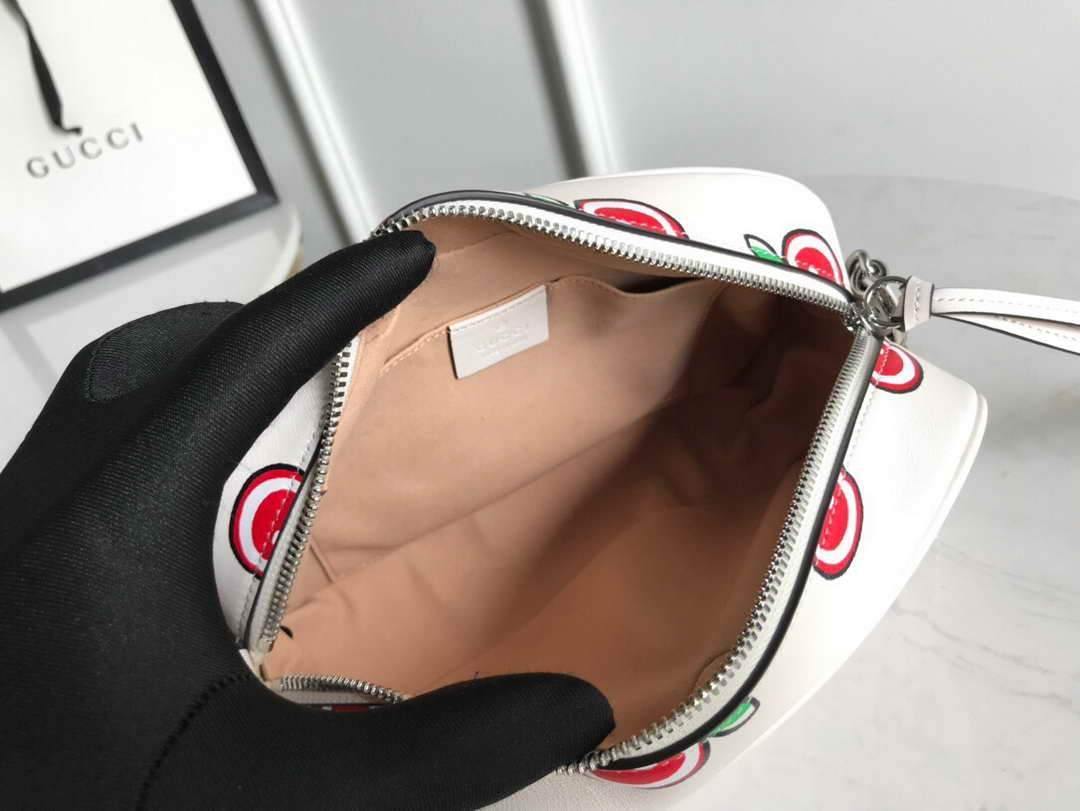 Gucci 447632 GG Marmont Mini Shoulder Bag White and Red - luxibagsmall