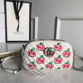 Gucci 447632 GG Marmont Mini Shoulder Bag White and Red - luxibagsmall