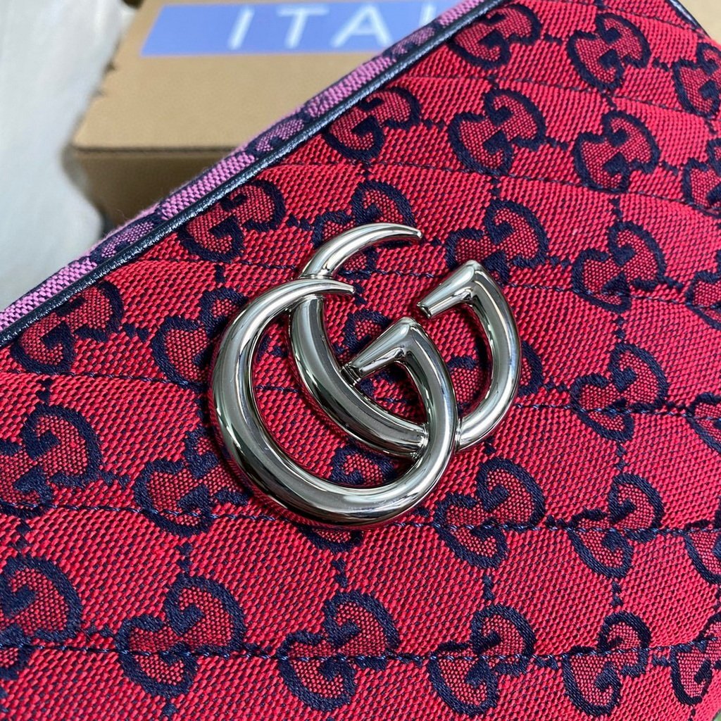 Gucci 447632 GG Marmont Multicolor Small Shoulder bag Red and Green