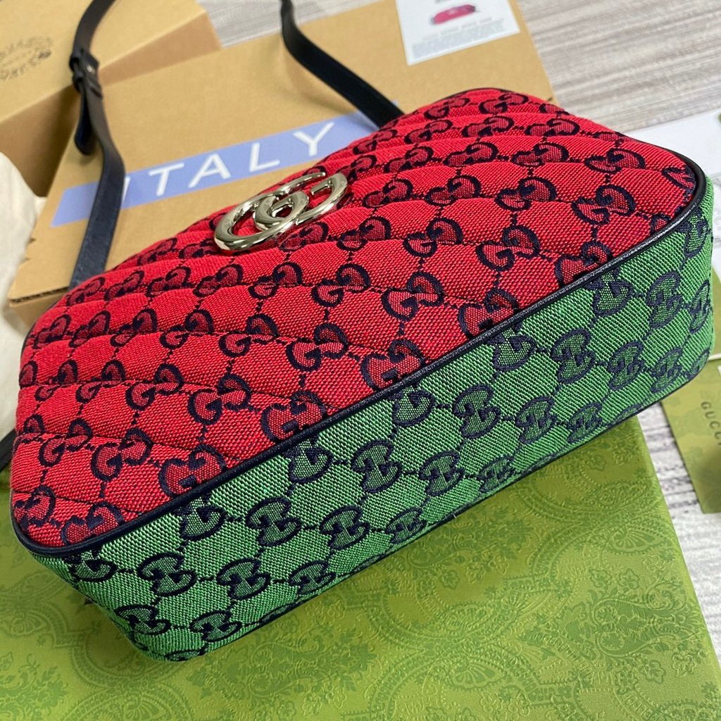 Gucci 447632 GG Marmont Multicolor Small Shoulder bag Red and Green