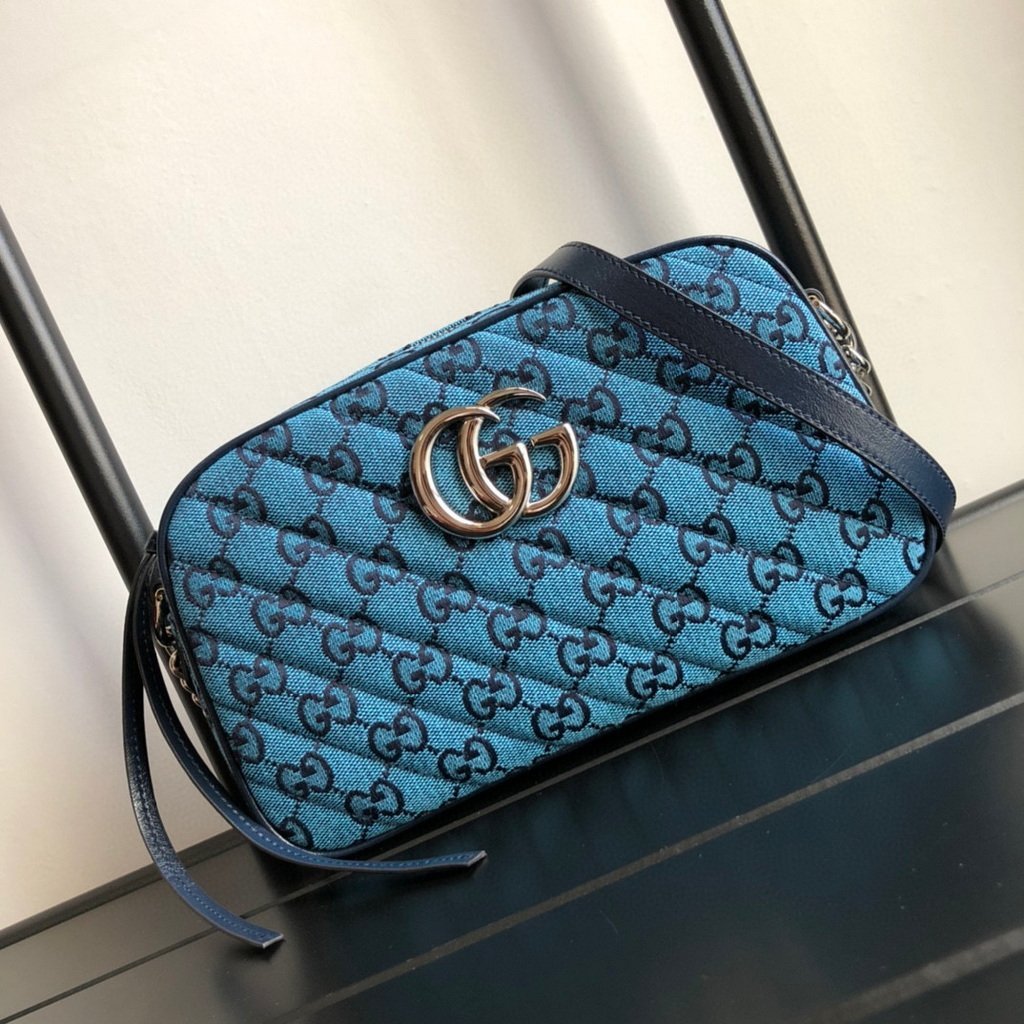 Gucci 447632 GG Marmont Multicolour Small Shoulder Bag Blue