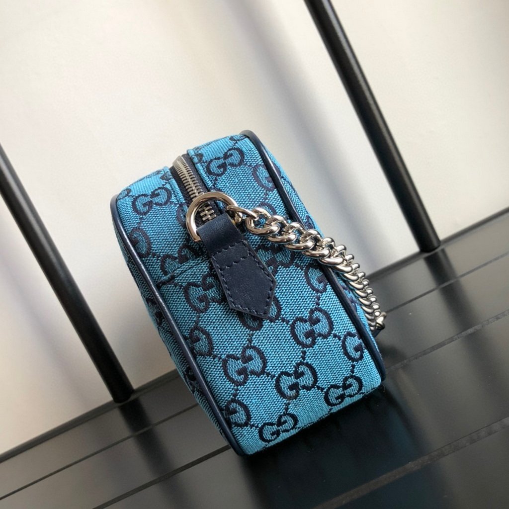 Gucci 447632 GG Marmont Multicolour Small Shoulder Bag Blue