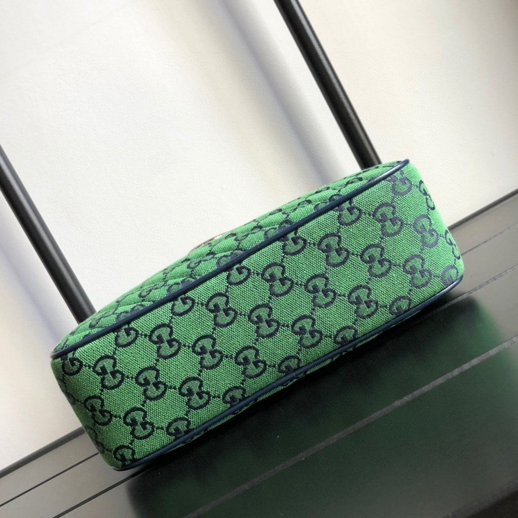 Gucci 447632 GG Marmont Multicolour Small Shoulder Bag Green