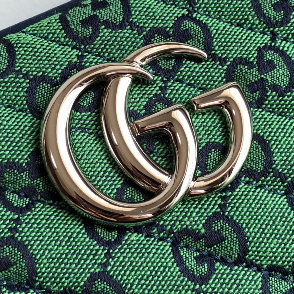 Gucci 447632 GG Marmont Multicolour Small Shoulder Bag Green