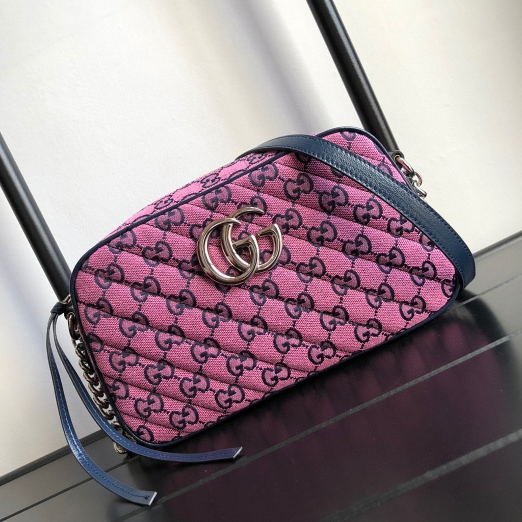 Gucci 447632 GG Marmont Multicolour Small Shoulder Bag Purple