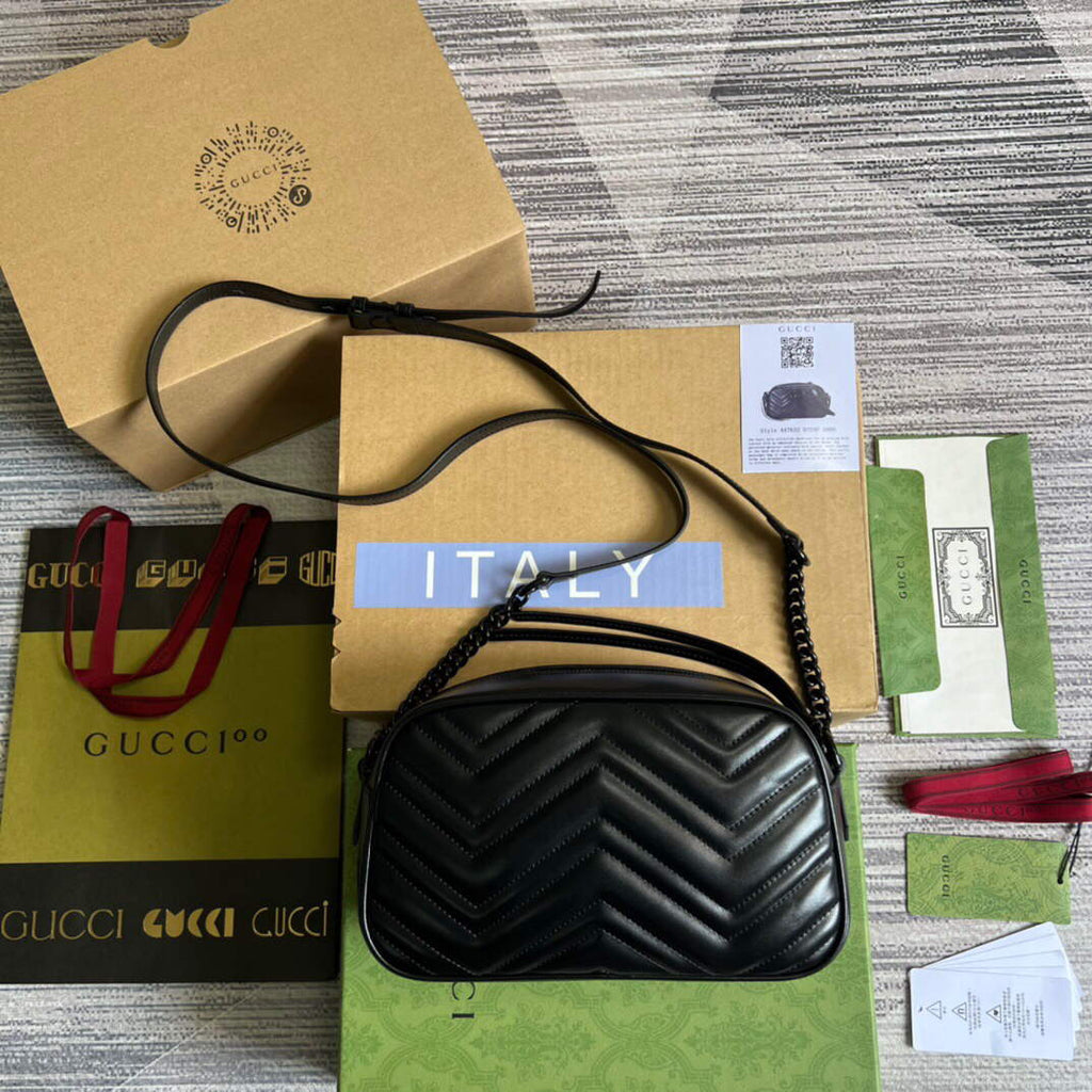 Gucci 447632 GG Marmont Small Shoulder Bag Black