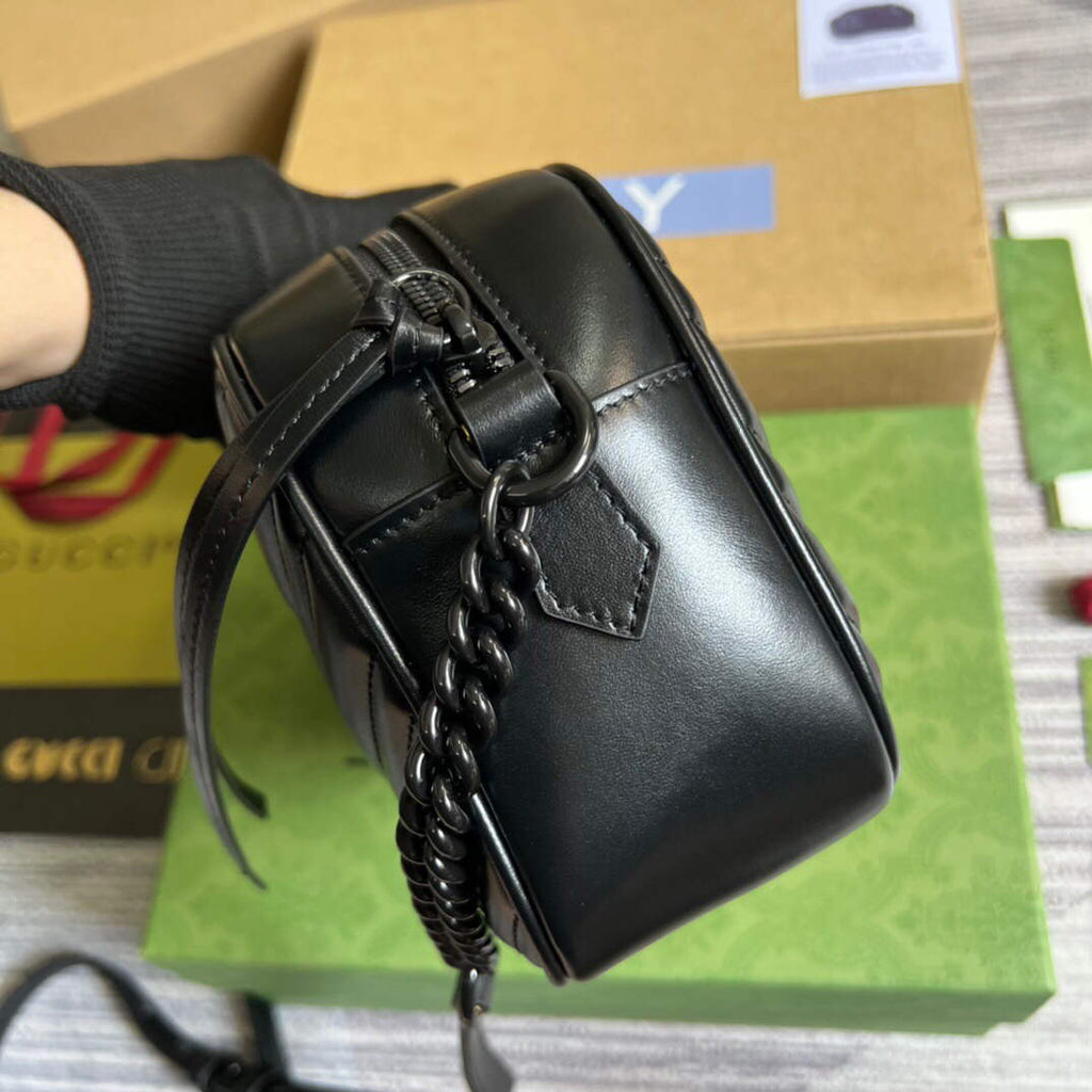 Gucci 447632 GG Marmont Small Shoulder Bag Black