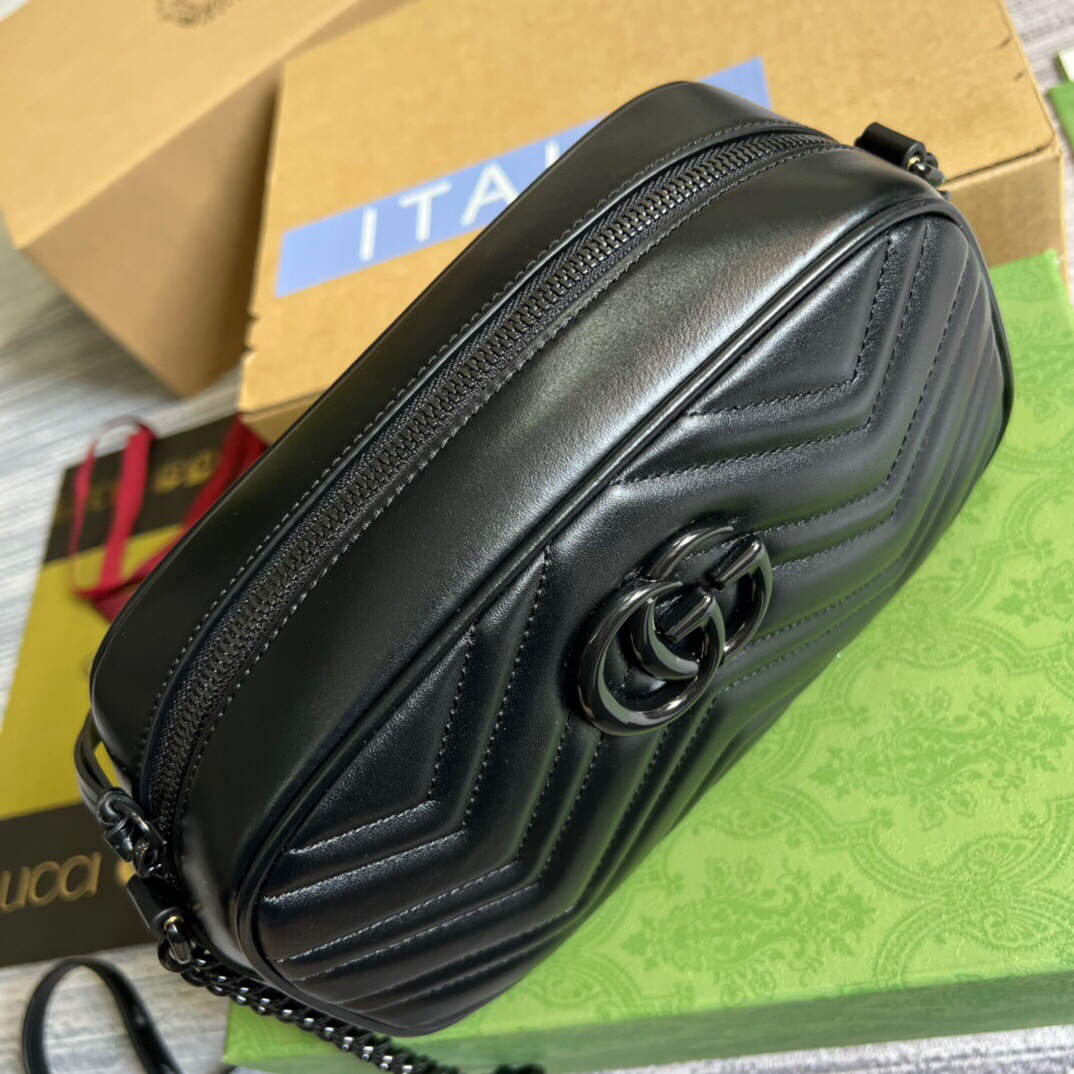 Gucci 447632 GG Marmont Small Shoulder Bag Black