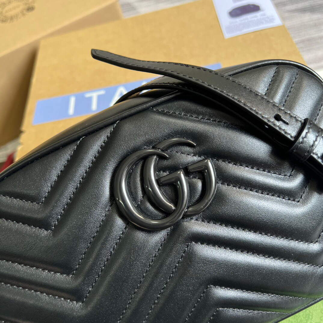 Gucci 447632 GG Marmont Small Shoulder Bag Black - Default Title - View 5