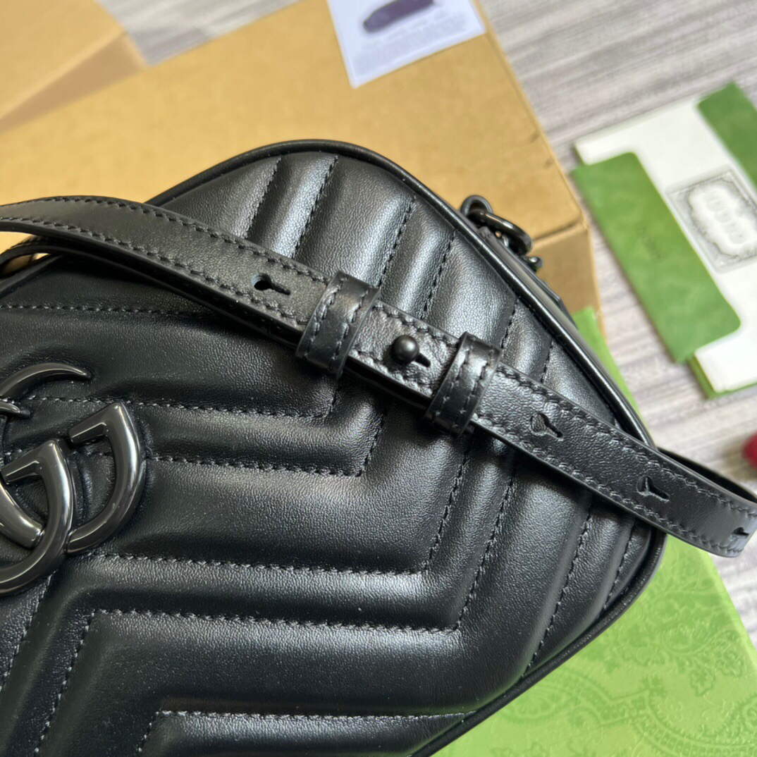 Gucci 447632 GG Marmont Small Shoulder Bag Black