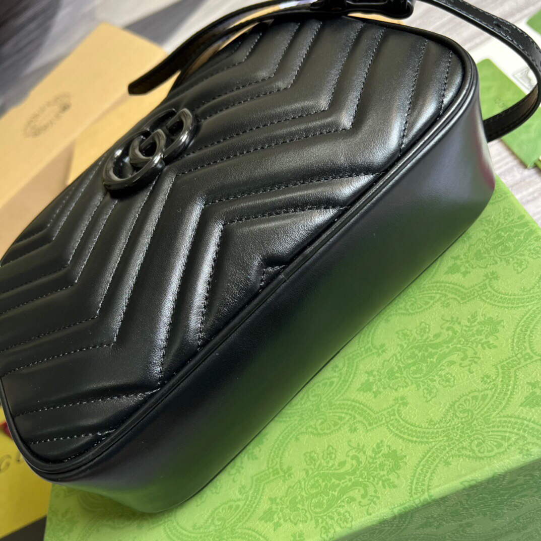 Gucci 447632 GG Marmont Small Shoulder Bag Black - Default Title - View 7