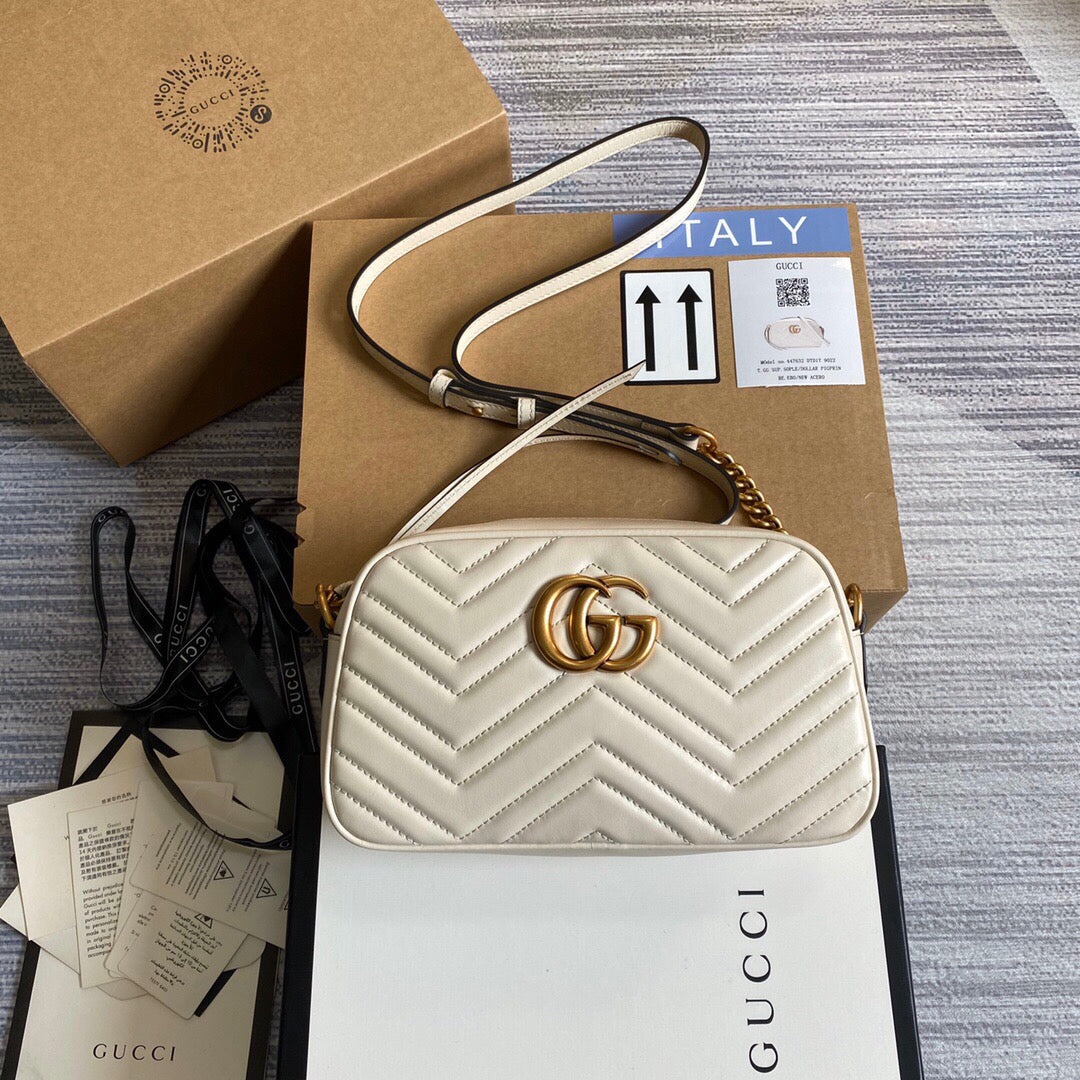 Gucci 447632 GG Marmont Small Shoulder Bag White - Default Title - View 1