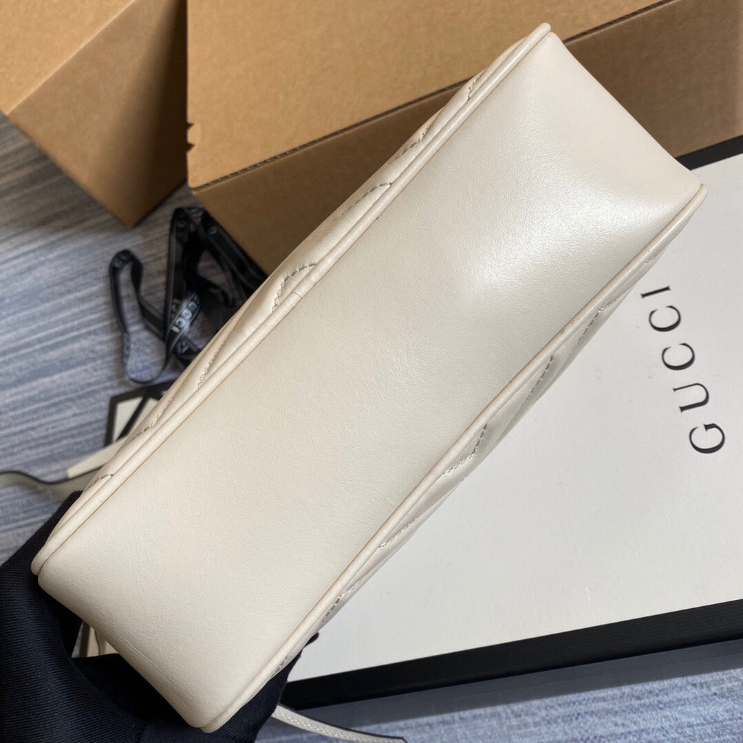 Gucci 447632 GG Marmont Small Shoulder Bag White
