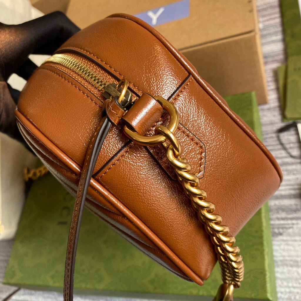 Gucci 447632 GG Marmont Small Matelass¨¦ Shoulder Bag Brown