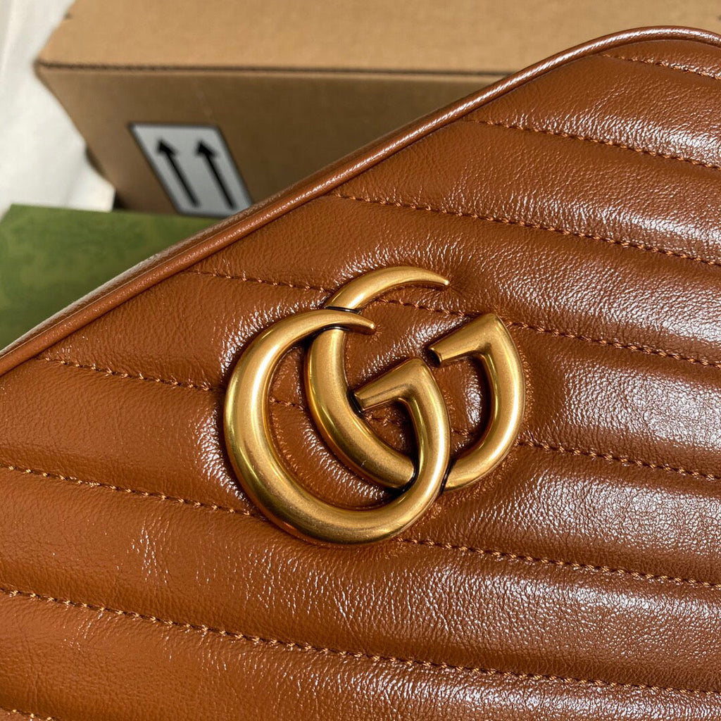 Gucci 447632 GG Marmont Small Matelass¨¦ Shoulder Bag Brown