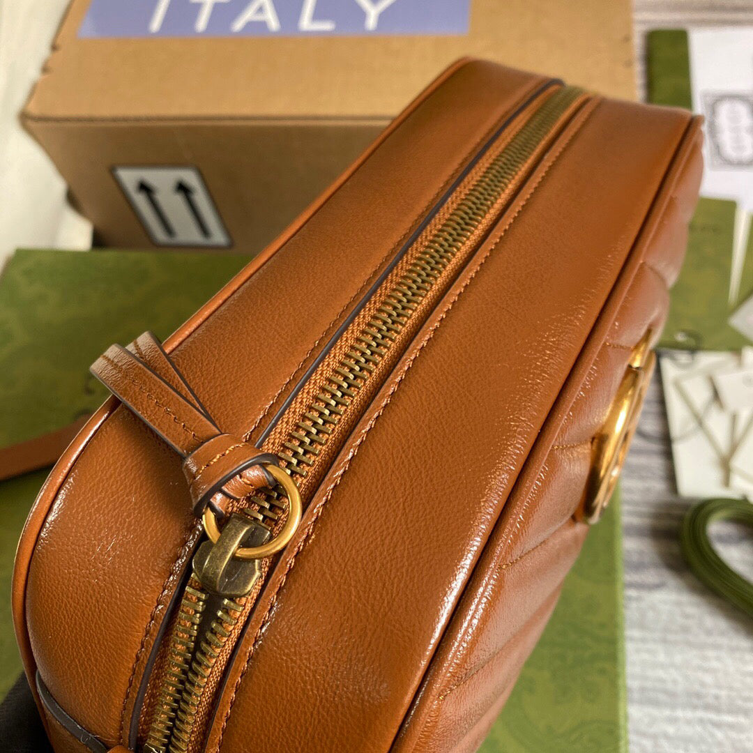 Gucci 447632 GG Marmont Small Matelass¨¦ Shoulder Bag Brown