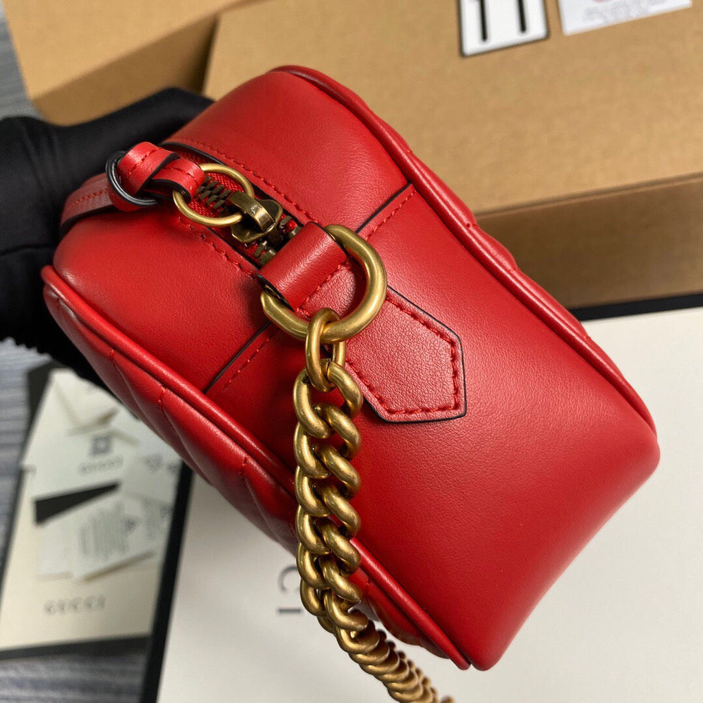 Gucci 447632 GG Marmont Small Matelass¨¦ Shoulder Bag Red