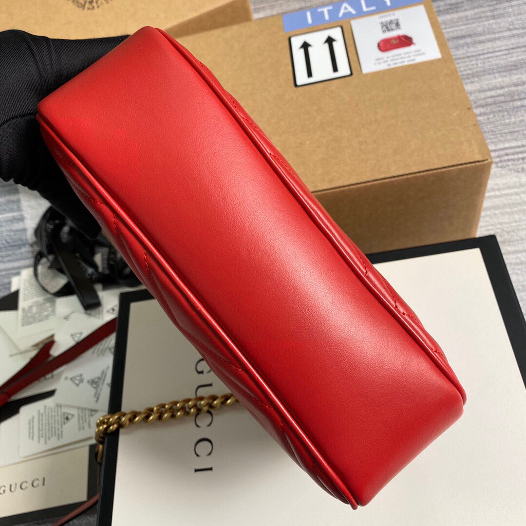 Gucci 447632 GG Marmont Small Matelass¨¦ Shoulder Bag Red